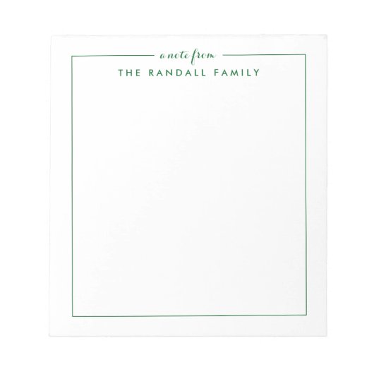 Einfache quadratische Gras Grüne Personalisierte N Notizblock (Vorderseite)