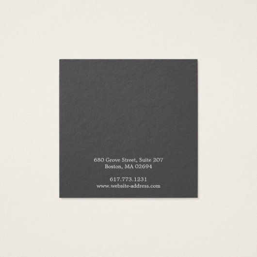 Einfache quadratische Schmuckkarte mit weißem Ring (Rückseite)