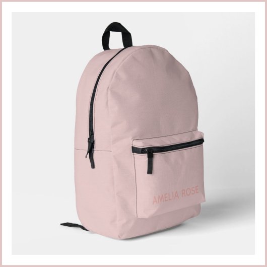 Einfache Quarzfarbe Rosa Name auf Soft Pink Bedruckter Rucksack