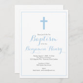 Einfache quere blauer Jungen-Taufe-Einladung Einladung (Vorne/Hinten)