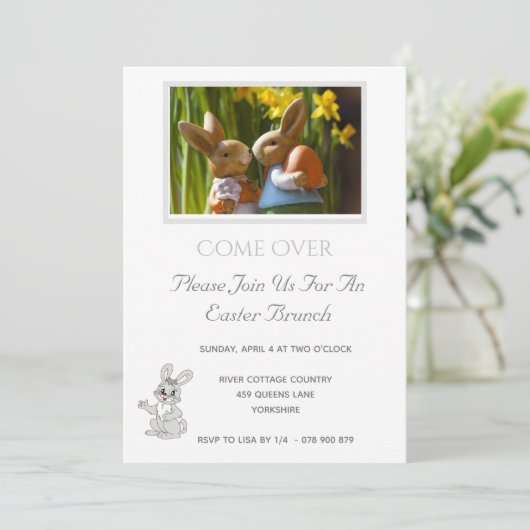 Einfache Rabbit Ostersonne Einladung (Stehend Vorderseite)