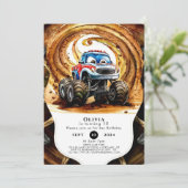 Einfache Räder Monster Truck Geburtstag Einladung (Stehend Vorderseite)