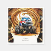Einfache Räder Monster Truck Geburtstag Serviette (Vorderseite)