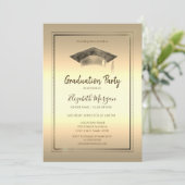 Einfache Rahmen, Graduierungspapier Gold Abschluss Einladung (Stehend Vorderseite)