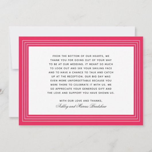 Einfache Rahmen kühl Korallenrosa Danke Einladung (Rückseite)