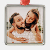 Einfache Rahmen Moderner Chic Couple Foto Urlaub Ornament Aus Metall (Vorne)