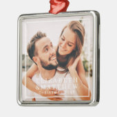 Einfache Rahmen Moderner Chic Couple Foto Urlaub Ornament Aus Metall (Links)