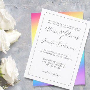 Einfache Rainbow-Chic-Typografie LGBTQ Gay Wedding Einladung