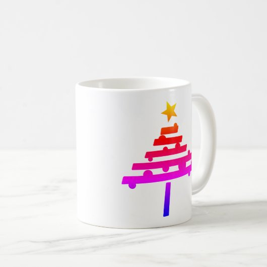 Einfache Rainbow Christmas Tree mit einem Stern Kaffeetasse (VorderseiteRechts)