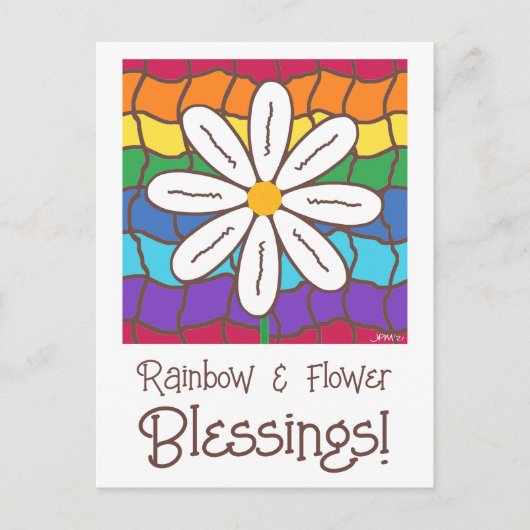 Einfache Rainbow-Daisy-Blume Postkarte (Vorderseite)