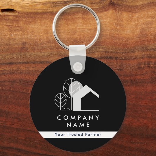 Einfache Real Anwesen Agent Schwarzweiß Qr-Code Schlüsselanhänger (Vorderseite)