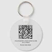 Einfache Real Anwesen Agent Schwarzweiß Qr-Code Schlüsselanhänger (Rückseite)