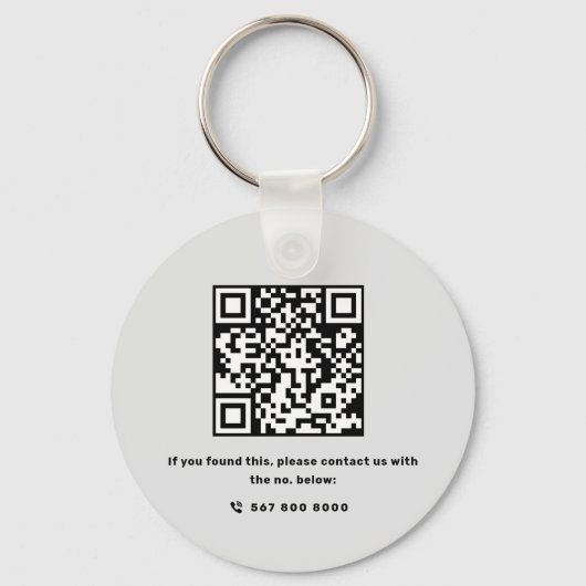 Einfache Real Anwesen Agent Schwarzweiß Qr-Code Schlüsselanhänger (Rückseite)