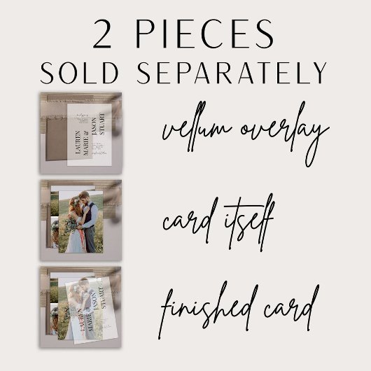 Einfache Real Vellum Overlay Elegante 4 Foto Hochz Einladung