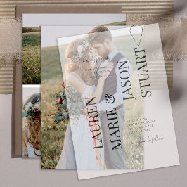 Einfache Real Vellum Overlay Elegante 4 Foto Hochz Einladung