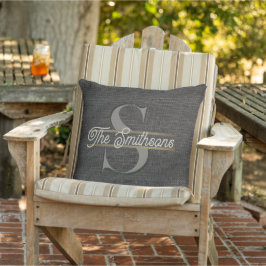 Einfache realistische Burlap Rustic Gold Charcoal  Kissen