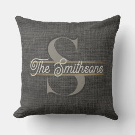 Einfache realistische Burlap Rustic Gold Charcoal  Kissen