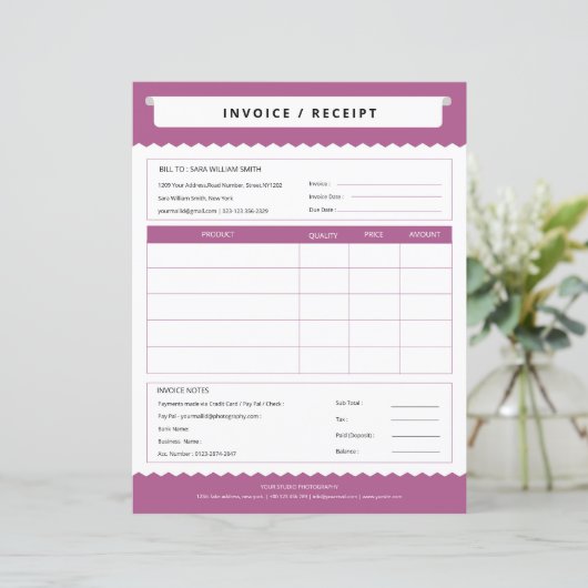 Einfache Rechnungsvorlage (Stehend Vorderseite)