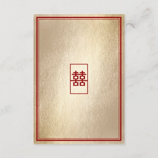 Einfache Rectangle Doppelfröhlichkeit Teezeremonie Begleitkarte (Rückseite)