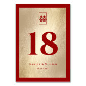 Einfache Rectangle Double Xi Golden Chinese Hochze Tischnummer (Vorderseite)