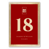 Einfache Rectangle Double Xi Golden Chinese Hochze Tischnummer (Vorderseite)