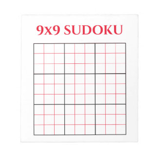 Einfache Red 9x9 Sudoku Template Editor Notizblock