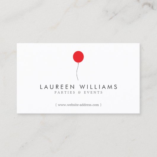 Einfache Red Balloon Event Planner, Party Planner Visitenkarte (Vorderseite)