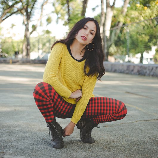 Einfache Red Black Rustic Chic Buffalo Karo Patter Leggings