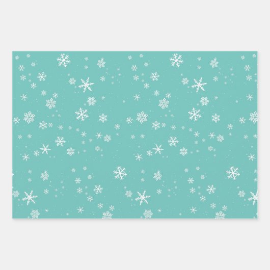 Einfache Red Blue White Snowflakes Weihnachtsfeier Geschenkpapier Set (Vorderseite 3)