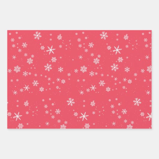 Einfache Red Blue White Snowflakes Weihnachtsfeier Geschenkpapier Set (Vorderseite 2)