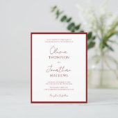 Einfache Red Border Script QR Code Hochzeit (Stehend Vorderseite)