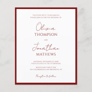 Einfache Red Border Script QR Code Hochzeit