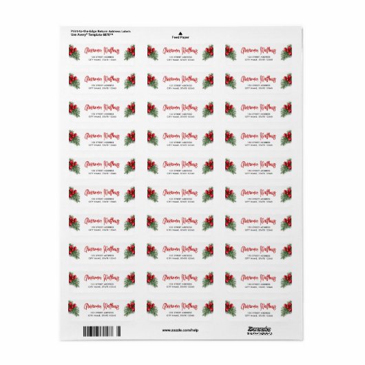 Einfache Red Bow Green Pine WeihnachtsIllustration (Vorne)