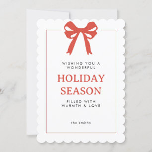 Einfache Red Bow Holiday Card Einladung