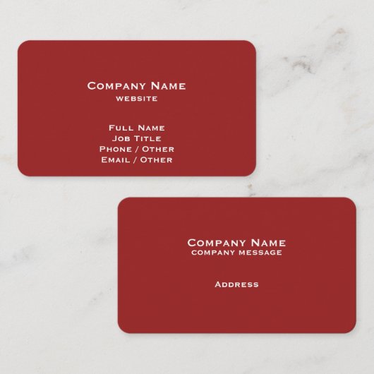 Einfache Red Business Card Visitenkarte (Vorne/Hinten)