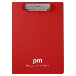 Einfache Red-Business-Monogram-Initialen und Name Klemmbrett