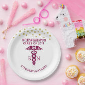 Einfache Red Caduceus Krankenschwester Graduate He Pappteller (Party)