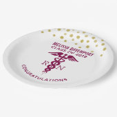 Einfache Red Caduceus Krankenschwester Graduate He Pappteller (Schrägansicht)