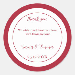 Einfache Red Custom Wedding Runder Aufkleber