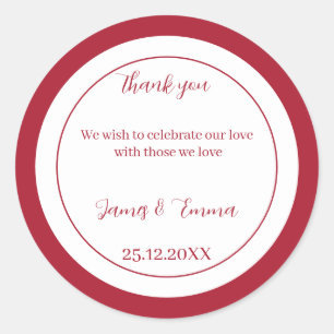 Einfache Red Custom Wedding Runder Aufkleber