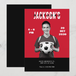 Einfache Red Foto Soccer Magazine Cover Geburtstag Einladung