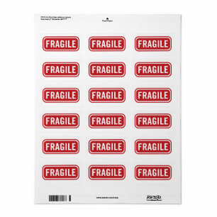 Einfache Red Fragile Mailing Label Adressaufkleber