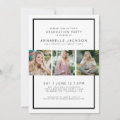 Einfache Red Graduate Foto Abschluss Einladung (Rückseite)