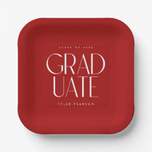 Einfache Red Graduation Party des modernen Typs Pappteller