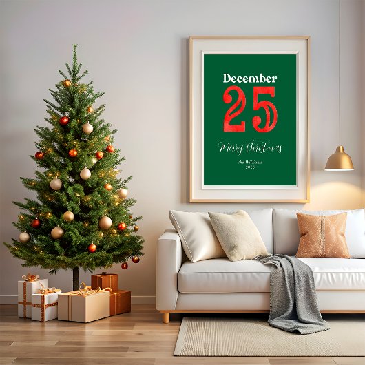 Einfache Red Green frohe Weihnachtsfamilie Foto Poster