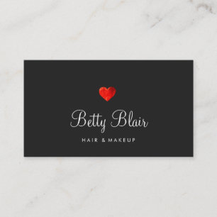 Einfache Red Heart Black Hair und Makeup Consultan Visitenkarte