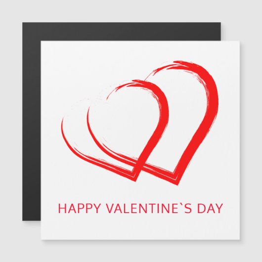 Einfache Red Heart Happy Valentine Day Card Magnetkarte (Vorne/Hinten)