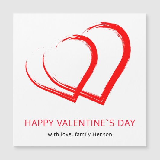 Einfache Red Heart Happy Valentine's Day Magnet Ca (Vorderseite)