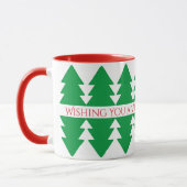 Einfache Red Merry Weihnachtsbaum Design Grün Tasse (Links)