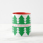 Einfache Red Merry Weihnachtsbaum Design Grün Tasse (Zentrum)
